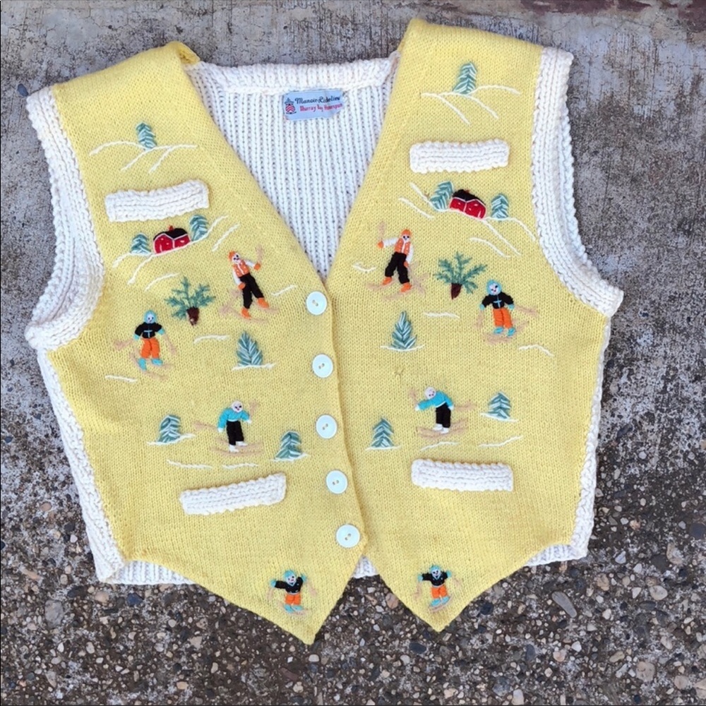 Vintage hand knitted and embroidered vest!
